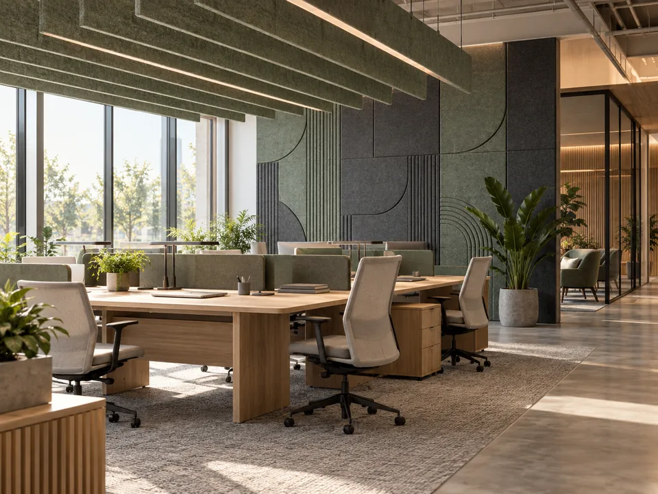 PET felt acoustic panels in an office
