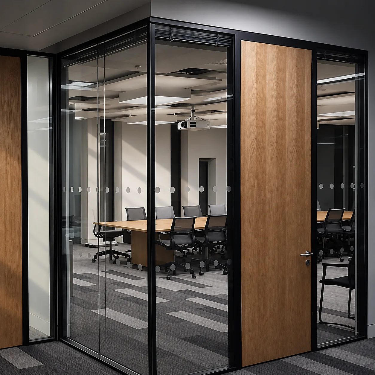 Aluminium door with a wood-effect leaf