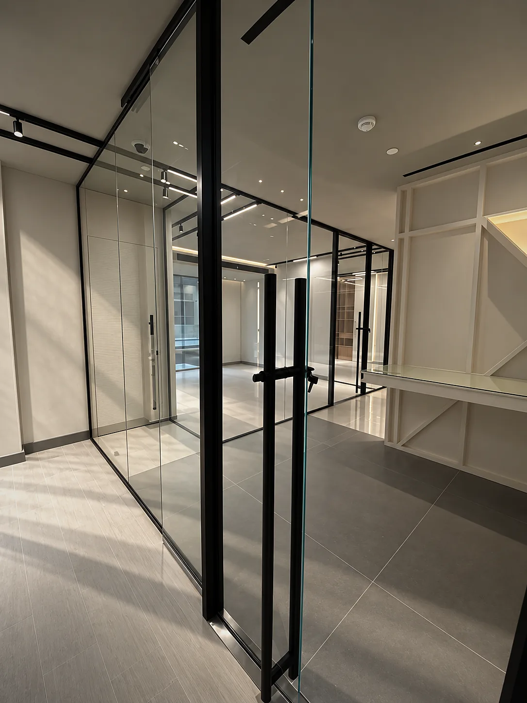 Glass door in a slim aluminium profile