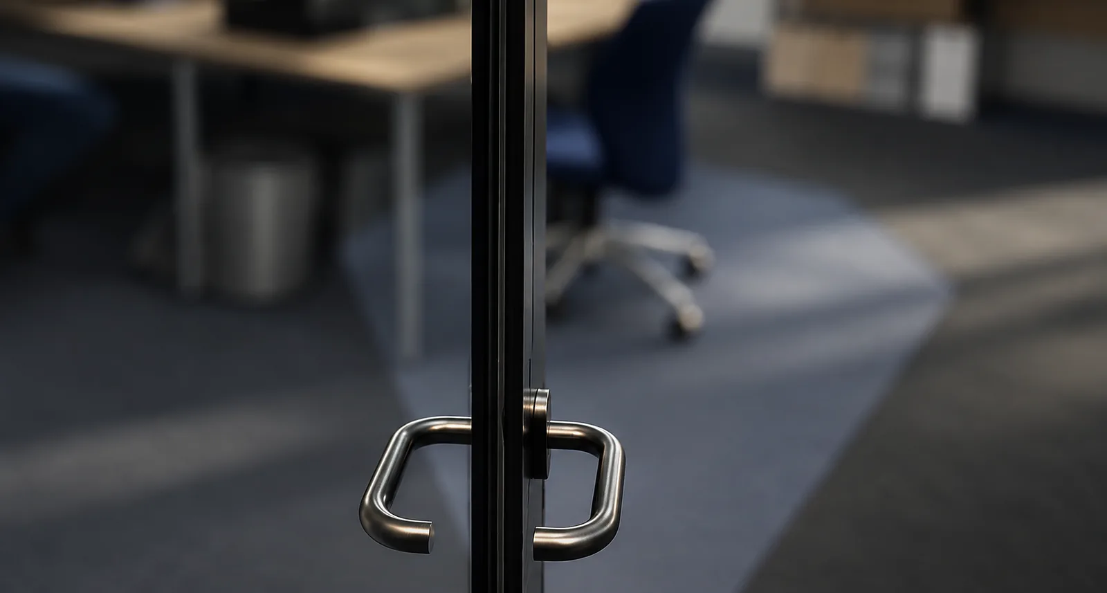 Pull handle on an aluminium door