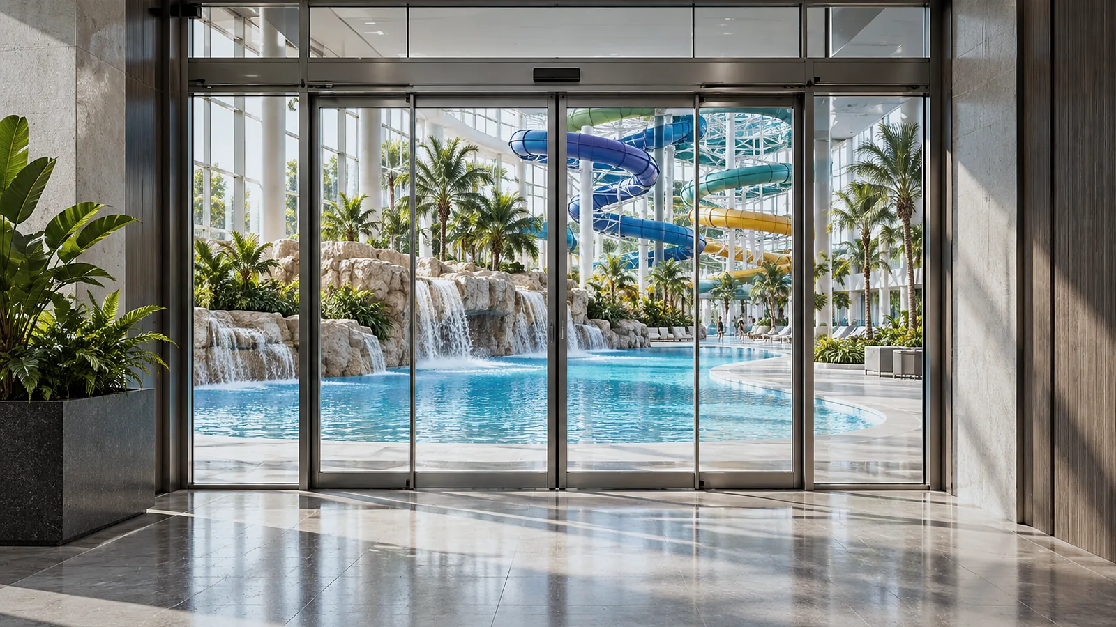 Automatic entrance system at a water park