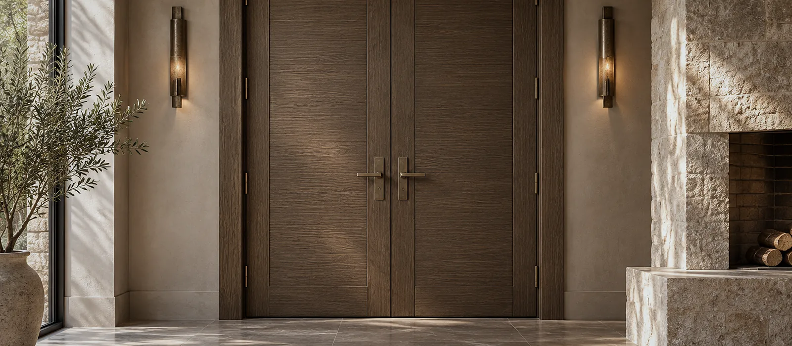 Consulting room doors, concealed hinge and waiting area
