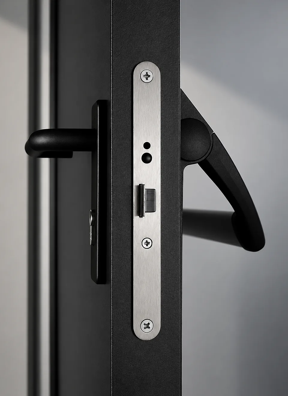 Fire-rated door edge with lock