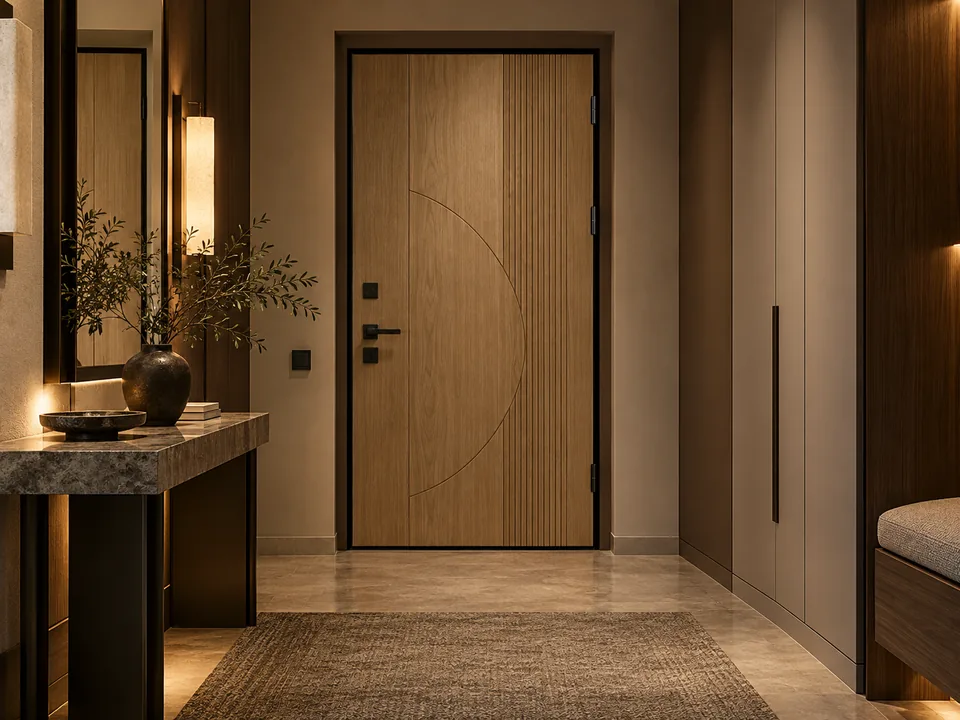 Oak veneer inner panel in an entrance hall